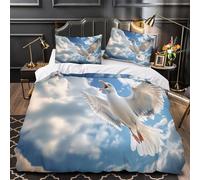 3D Printed 3-Piece Bedding Set Home Decor Hidden Zipper Extra Soft Seagull Soaring Quilt Cover Breathable Wrinkle-Resistant for Adults,Boys,Teens Nature Wildlife Duvet Cover Single（140x200cm）