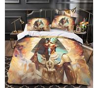 3D Printed 3-Piece Bedding Set Home Decor Hidden Zipper Ultra Soft AncientEgyptPharaoh Comforter Cover Machine Washable All Season for Adults,Kids,Children Digital Duvet Cover Single（140x200cm）
