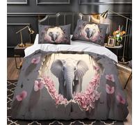 3D Printed 3-Piece Bedding Set Room Decor Super Elephant Breaking Wall Comforter Cover Washable Hypoallergenic for Kids,Adults,Women Nature Fantasy Quilt Cover Single（140x200cm）