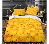 3D Printed 3-Piece Bedding Set Room Decor Zipper Super Soft Yellow Rubber Ducks Comforter Cover Durable Machine Washable for Kids,Teens,Women playful Bath Toy Set Quilt Cover Super king（260x220cm）