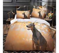 3D Printed 3 Pieces Bedding Set Bed Decor Zipper Closure Super Soft Doberman Quilt Cover Hypoallergenic Hotel Quality for Adults,Youth,Kids Natural Outdoor Portrait Duvet Cover Single（135x200cm）