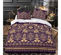 3D Printed 3 Pieces Bedding Set Home Decor Hidden Zipper Extra Ornate Floral Quilt Cover Hypoallergenic Wrinkle-Resistant for Adults,Girls,Children Vintage Baroque Duvet Cover Double（200x200cm）