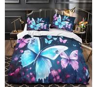 3D Printed 3 Pieces Bedding Set Room Decor Hidden Zipper Super Soft Butterfly Quilt Cover Durable Easy Care for Adults,Women,Teens Fantasy Digital Duvet Cover Single（140x200cm）