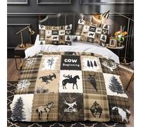 3D Printed 3PCs Bedding Set Bed Decor Zipper Closure Super Soft Cow Silhouette Quilt Cover Hypoallergenic All Season for Adults,Boys,Children Western Rustic Duvet Cover Super king（260x220cm）