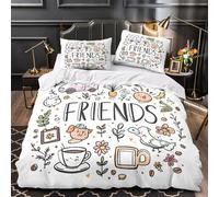 3D Printed 3PCs Bedding Set Bed Decor Zipper Closure Super Soft Friendship Doodles Quilt Cover Hypoallergenic All Season for Adults,Boys,Children Hand Drawn Cute Duvet Cover Super king（260x220cm）