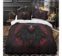 3D Printed 3PCs Bedding Set Bedroom Decor Hidden Zipper Super Dark Raven Comforter Cover Easy Care Machine Washable for Boys,Kids,Women Fantasy Quilt Cover Super king（260x220cm）
