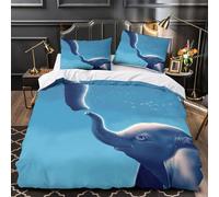 3D Printed 3PCs Bedding Set Bedroom Decor Zipper Closure Super Elephant Touching Duvet Cover Breathable Anti-allergic for Youth,Boys,Teenagers Baby Elephant Comforter Cover Single（140x200cm）