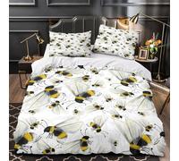 3D Printed 3PCs Bedding Set Room Decor Hidden Zipper Super Bee Illustration Quilt Cover Durable Easy Care for Adults,Women,Teens Watercolor Insect Duvet Cover Single（140x200cm）