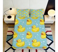 3D Printed Anatra Fumetto Fitted Sheet Microfibra Tasca Profonda Antiscivolo Completo Letto Camera Cartoon Mattress Fitted Cover Lavabile 180x200x25cm