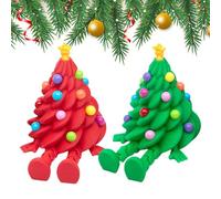 3d Printed Christmas Tree - 2 Pieces Flexible Joint Table Decorations | Desktop Holiday Figures, Ideal for Bookcase Windowsill Nightstand Bedroom Living Room Home Collectors Display, 6.5cm Multicolor