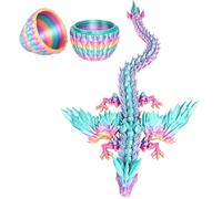 3D Printed Dragon, Movable Desk Figurine, 12in Ornament with Flexible Build, Fantasy Figure, Modern Style Display Piece, Collectible Supply for Kids and Teens Bedroom and Office