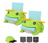 3D Printed Frog Sticky Memo Dispenser with Pen Rest,Toad Frog Sticky Note Holder with 3 Reusable Stencils and Top Reminder Slot,Cute Animal Shapes Desk Organizer,Fun Office Gift Accessory