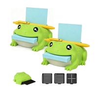 3D Printed Frog Sticky Memo Dispenser with Pen Rest | Toad Frog Sticky Note Holder with 3 Reusable Stencils and Top Reminder Slot, Carino Animal Shapes Desk Organizer(2 pezzi)