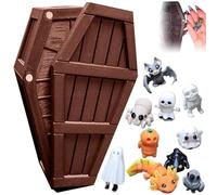 3D Printed Halloween Mystery Coffin Countdown, Halloween Mystery Coffin Countdown Gift Box, Contents Small Cute Various Spooky Accessories 13 Days of Spooky Minis Advent Calendar(Marrone)
