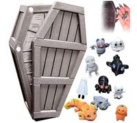 3D Printed Halloween Mystery Coffin Countdown, Halloween Mystery Coffin Countdown Gift Box, Contents Small Cute Various Spooky Accessories 13 Days of Spooky Minis Advent Calendar(Gray)