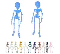 3D Printed Poseable Skeleton Fridge Magne, Poseable Skeleton Fridge Magnet, Fridges Skeletons Magnets with Movable Joints, Mini Skull Fridges Magnets, for Refrigerator, Locker (Luminous Blue)
