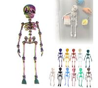 3D Printed Poseable Skeleton Fridge Magnet, Fridge Skeleton Magnets with Movable Joints, Funny Halloween Magnetic Figurine Decor, for Refrigerator, Locker, Desk (Colorful)