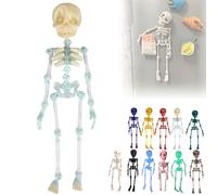 3D Printed Poseable Skeleton Fridge Magnet, Fridge Skeleton Magnets with Movable Joints, Funny Halloween Magnetic Figurine Decor, for Refrigerator, Locker, Desk (Candy)