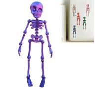 3D Printed Skeleton Fridge Magnet, Mini Skull Fridge Magnets with Movable Joints, Interesting Multi-Color Human Skull Magnetic Decorations, for Halloween Refrigerator (Purple)