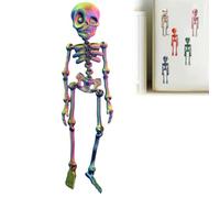 3D Printed Skeleton Fridge Magnet, Mini Skull Fridge Magnets with Movable Joints, Interesting Multi-Color Human Skull Magnetic Decorations, for Halloween Refrigerator (Colorful 1)