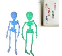 3D Printed Skeleton Fridge Magnet, Mini Skull Fridge Magnets with Movable Joints, Interesting Multi-Color Human Skull Magnetic Decorations, for Halloween Refrigerator (2Pcs A)