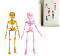3D Printed Skeleton Fridge Magnet, Mini Skull Fridge Magnets with Movable Joints, Interesting Multi-Color Human Skull Magnetic Decorations, for Halloween Refrigerator (2Pcs C)