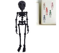 3D Printed Skeleton Fridge Magnet, Mini Skull Fridge Magnets with Movable Joints, Interesting Multi-Color Human Skull Magnetic Decorations, for Halloween Refrigerator (Black)
