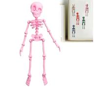 3D Printed Skeleton Fridge Magnet, Mini Skull Fridge Magnets with Movable Joints, Interesting Multi-Color Human Skull Magnetic Decorations, for Halloween Refrigerator (Pink)