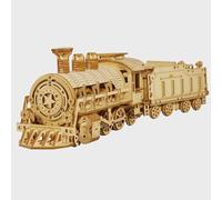 3D Puzzle in Legno per Adulti 14+, Kit Modello Treno Meccanico DIY 280+ Pezzi con Ruote Mobili - Regalo di Sfida & Oggetto Principale di Decorazione Casa