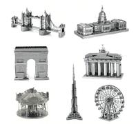 3D Puzzle Metallico da Assemblare, Puzzle in Acciaio Inossidabile Fai-da-Te, Modello di Architettura, Senza Colla, Regalo di Compleanno, Ornamento Decorativo, Mulino a Vento Olandese, Arco di Trionfo,
