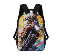 3D Racing Spirit Motorcycle Speed Artwork Zaino Per Bambini Impermeabile Borsa Scolastica Zaino Carino Zaini Casual Alla Moda Borsa Scolastica Per Bambini Per Bambina E Bambino Scuola 17inch