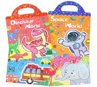3D Riutilizzabili Stickers per Bambini, PHOGARY Confezione da 4 Libro di Adesivi-Veicoli Animali Dinosauri Spazio Impermeabile Sticker Book-Adesivi da Viaggio per età 3-6 Anni Ragazzi Ragazze