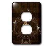 3D Rose Decorative Clef Floral Elements on Dark Background with Damask 2 Prese di Copertura, Multicolore