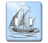 3D rose Lsp 224406 _ 2 tele. barca a vela. oceano. Sea. Décor. Blue Sky. Doppio interruttore a levetta, multicolore