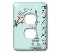 3D Rose Spring in Paris Blue Bird Eiffel Tower Gold Butterfly 2 Prese di Copertura, Multicolore