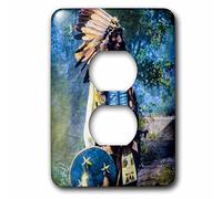 3D Rose Vintage Magic Lantern Native American Indian Sioux Chief Hand Colored 2 Prese di Copertura, Multicolore