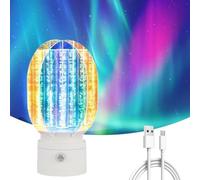 3D Rotating Aurora Night Light - Dimmable Rechargeable,for Romantic Starry Atmosphere,360° Rotating Soft Glow Aurora Night Light,Northern Lights Projector Lamp for Home,Office,Bar