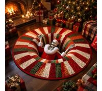 3D Rugs Optical Illusion Christmas, 3D Christmas Rugs Round Mat，A：80CM