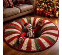 3D Rugs Optical Illusion Christmas, 3D Christmas Rugs Round Mat，B：50cm
