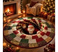 3D Rugs Optical Illusion Christmas, 3D Christmas Rugs Round Mat，C：50cm