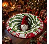 3D Rugs Optical Illusion Christmas, 3D Christmas Rugs Round Mat，E：50cm