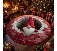 3D Rugs Optical Illusion Christmas, 3D Christmas Rugs Round Mat，F：100CM