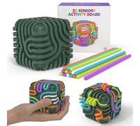 3D Sensorik Activity Cube, Giocattolo Sensoriale Fidget Toys Portatile in Silicone, 6-IN-1 Cube Sensoriale Montessori con 15 Corde, Giochi Sensoriali per Ansia, ADHD e Autismo (Verde)
