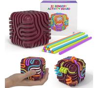 3D Sensorik Activity Cube, Giocattolo Sensoriale Fidget Toys Portatile in Silicone, 6-IN-1 Cube Sensoriale Montessori con 15 Corde, Giochi Sensoriali per Ansia, ADHD e Autismo (Rosso)