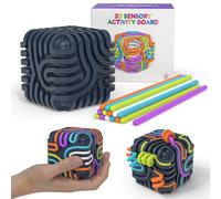 3D Sensorik Activity Cube, Giocattolo Sensoriale Fidget Toys Portatile in Silicone, 6-IN-1 Cube Sensoriale Montessori con 15 Corde, Giochi Sensoriali per Ansia, ADHD e Autismo (Blu)