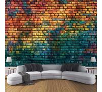 3D Seta Carta Da Parati Panoramica Design Di Arte Moderna, 400L × 280A Cm, Muro Di Mattoni Sfumato Grandi Murali Arazzo Per Soggiorno, Adulto, Camera Dei Bambini, Studio Decorazione Giallo