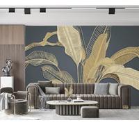 3D Seta Carta da Parati Panoramica Giungla Piante Tropicale, Personalizzato Nero e Oro Foglia di Banana Grandi Murali Arazzo per Soggiorno, Adulto Camera dei bambini, Studio Decorazione