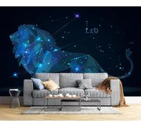 3D Seta Carta Da Parati Panoramica Illustrazione Di Space Starlight, 300L × 210A Cm, Leo Grandi Murali Arazzo Per Soggiorno, Adulto, Camera Dei Bambini, Studio Decorazione Blu Scuro