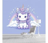 3D Seta Carta da Parati Panoramica Kawaii Creature Magiche, 400 x 280cm Arcobaleno Nuvole Murali Arazzo per Soggiorno, Camera De Letto, Ufficio, Studio Decorazione