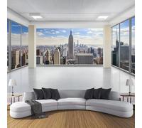 3D Seta Carta Da Parati Panoramica Skyline Della Città, 350L × 256A Cm, Grattacieli Nuvole Grandi Murali Arazzo Per Soggiorno, Adulto, Camera Dei Bambini, Studio Decorazione Bianco